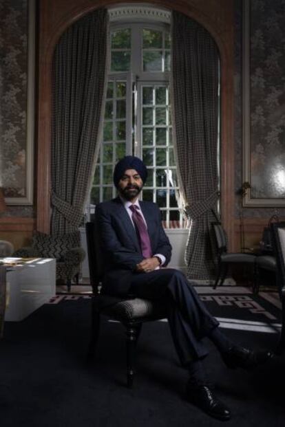 Ajay Banga posa el jueves 20 de septiembre antes de la entrevista en un hotel de Madrid