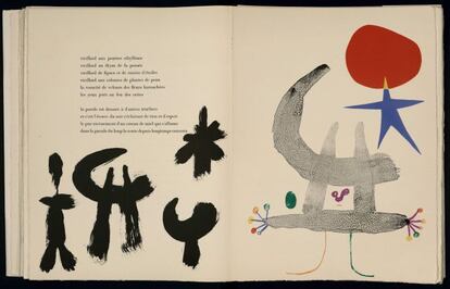 'Hablar solo': poema por Tristan Tzara y litografías de Joan Miró. Fondos: Michel Leiris. Paris, Bibliothèque littéraire Jacques Doucet.