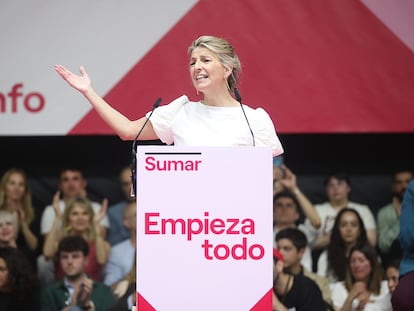 DVD 1154 (02-04-23) Acto de Yolanda Díaz en la presentación de la plataforma Sumar, en el polideportivo Magariños, en Madrid. Foto Samuel Sánchez