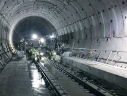 Imagen de archivo de la construcción del túnel de Pajares.