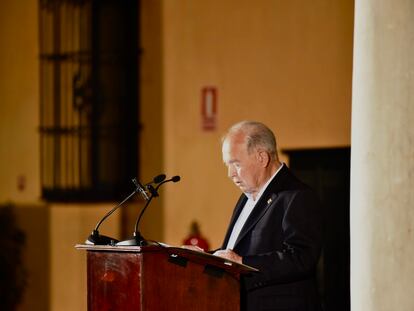 Manuel Herrera, el pasado 4 de septiembre durante el pregón de la Bienal de Flamenco de Sevilla en el Real Alcázar.