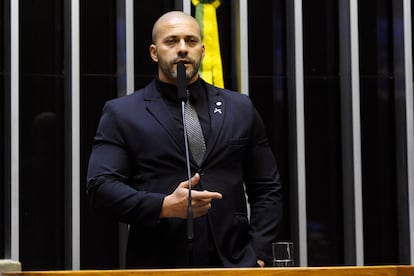 O deputado Daniel Silveira durante discurso em março de 2019, na Câmara.