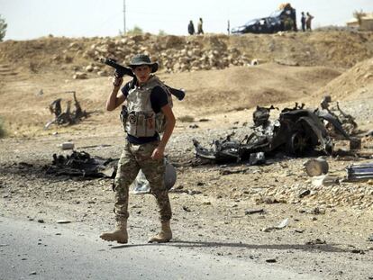 Un soldado iraquí en en la ciudad liberada de Shirqat, Irak