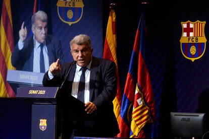 El presidente del FC Barcelona, Joan Laporta, el 14 de junio pasado.