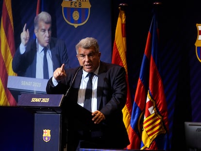 El presidente del FC Barcelona, Joan Laporta, el 14 de junio pasado.