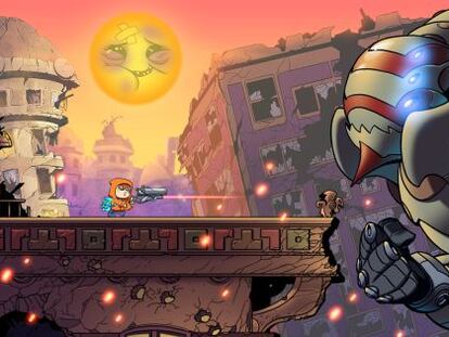 Imagen de &#039;Rise &amp; Shine&#039; un videojuego en 2D que recuerda al c&oacute;mic europeo y que pone al jugador en la piel de un chaval que se enfrenta a la guerra de todos los personajes.