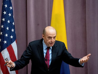 El canciller de Colombia, Alvaro Leyva, en el Departamento de Estado, en Washington, el 27 de marzo de 2023.