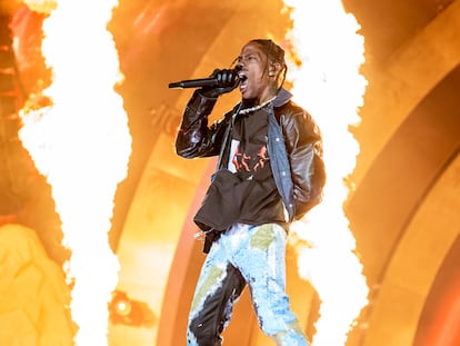 Singer Travis Scott performs at the Astroworld Festival in Houston, Texas, in 2021.