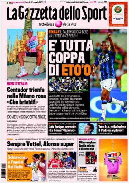 Portada de la 'Gazzetta dello Sport'.