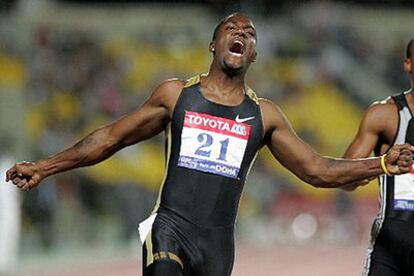 Gatlin al final slo pudo igualar en Doha el rcord de Asafa Powell.