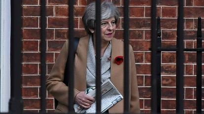 Theresa May na quinta-feira na sede do Governo em Londres.