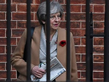 Theresa May na quinta-feira na sede do Governo em Londres.