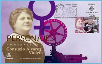 Consuelo Álvarez, Violeta, en un edición de sellos de correos dedicados a las mujeres telegrafistas.