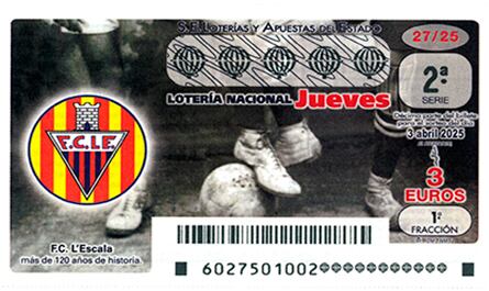 Sorteo Lotería Nacional del 3 de abril dedicado al F.C. L’Escala