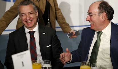 El lehendakari junto al presidente de Iberdrola, Ignacio Sánchez Galán, en Madrid
