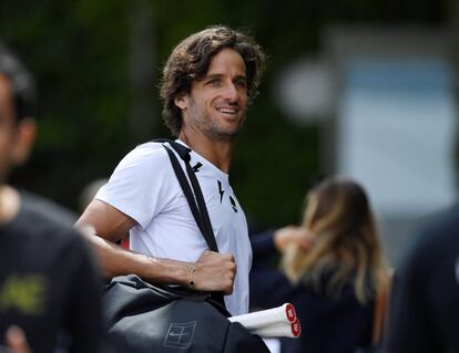 El tenista español, Feliciano López, durante las sesiones de entrenamiento.