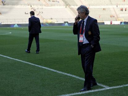 Ángel María Villar en el estadio Rey Balduino de Bruselas.