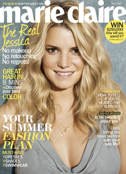 Jessica Simpson ha sido la última famosa que se ha atrevido a posar para la portada de una revista, en este caso <i>Marie Claire</i>, sin pasar por las manos de maquillador ni peluquero alguno. La actriz sigue el ejemplo, entre otras, de Kim Kardashian o Claudia Schiffer, así como de las españolas Elsa Pataky, Patricia Conde, Paz Vega y Sara Carbonero que aparecieron en la revista <i>Elle</i> sin maquillaje ni retoques.