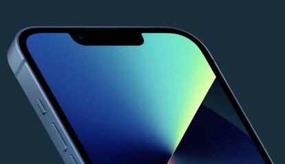 Nuevo 'notch' más reducido del iPhone 13.