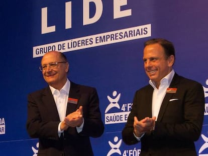 Geraldo Alckmin e João Dória, em evento organizado pelo empresário, em maio de 2015.