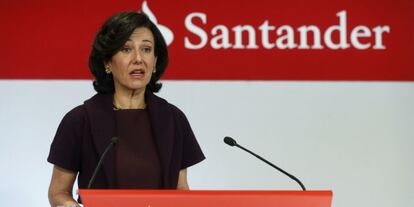 La presidenta del Banco de Santander, Ana Bot&iacute;n, durante la presentaci&oacute;n de resultados del grupo el pasado enero. EFE/Archivo