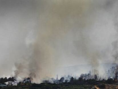 Una imagen del incendio de Cortes de Pallás tomada el sábado.