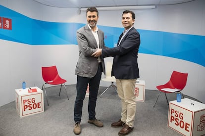 Villoslada y Caballero, antes de iniciar el debate en la sede del PSdeG-PSOE.