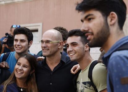 Raül Romeva, ahir en una trobada amb universitaris.