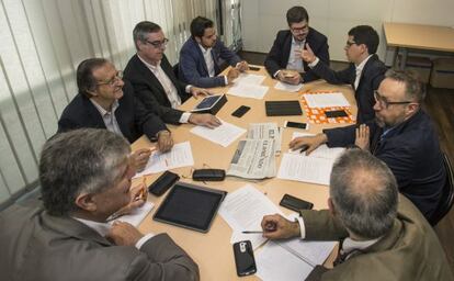 Reunión de miembros del comité nacional de pactos poselectorales de Ciudadanos.