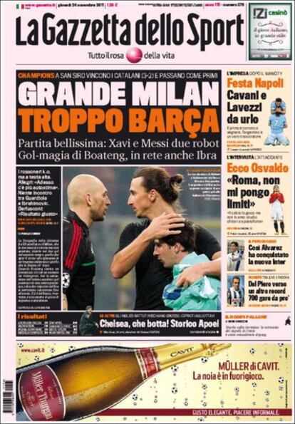 Portada de 'La Gazzetta dello Sport'