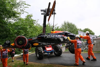 El choque de Checo Pérez en el Gran Premio de Hungría