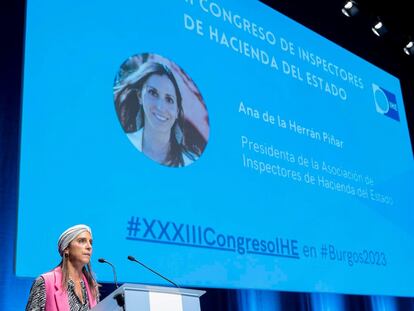 Ana de la Herrán, presidenta de la Asociación de los Inspectores de Hacienda, este jueves en Burgos.