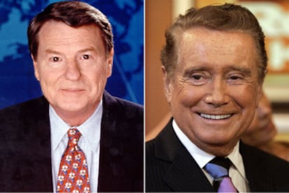 Jim Lehrer (a la izquierda) y Regis Philbin.