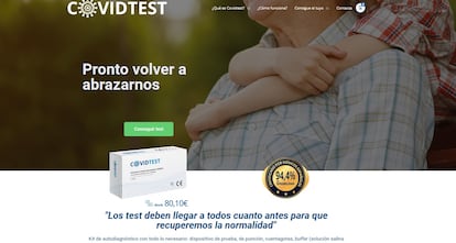 Captura de la página web de Covidtest.