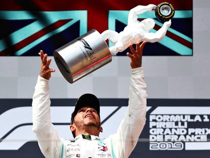 Hamilton, tras ganar el GP de Francia de F1.