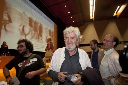Xosé Manuel Beiras, en la asamblea constituyente de Aniva, el pasado 14 de julio.