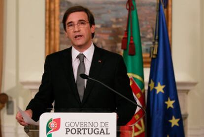 El primer ministro portugués, Pedro Passos Coelho, ayer en su intervención televisada.