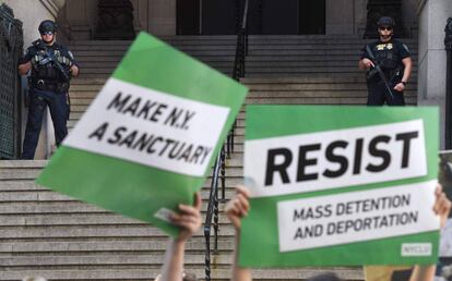 Protesta contra la política migratoria de Trump el 31 de julio en Nueva York