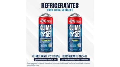 Kit para recargar el aire acondicionado sobre fondo blanco.