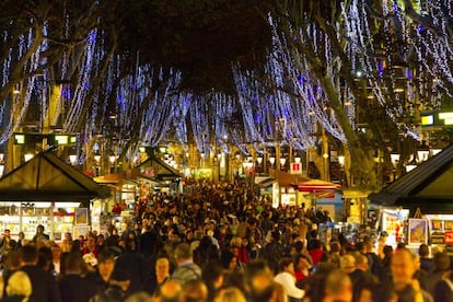 Encendido de las luces de Navidad en La Rambla de Barcelona.