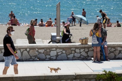 Beachgoers in Málaga, southern Spain on Sunday.