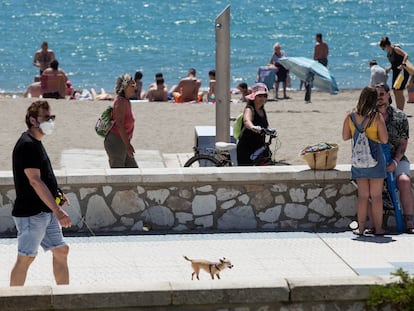 Beachgoers in Málaga, southern Spain on Sunday.