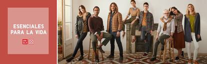De izquierda a derecha: Laura Put, Johann Wald, Carles Puyol, Greta Fernández, Àlex Monner, Óscar Tusquets, Amaia Arrazola y Verónica Blume en la foto de la campaña de Uniqlo.