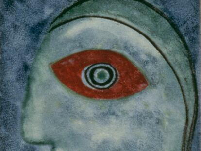 "Jeune homme à l'oeil rouge" 1953. Aquarel·la sobre paper.