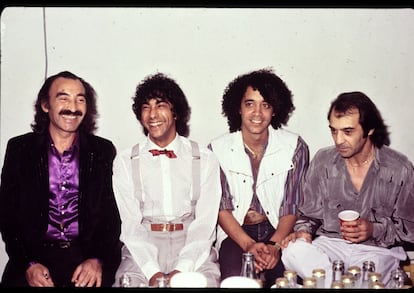 De izquierda a derecha, Pepe Habichuela, Rafael Amador y Rubem Dantas en el camerino.