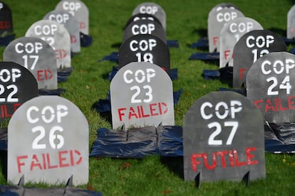 A protest in Glasgow against the COP26 climate change conference.