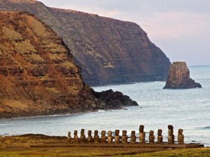 Tongariki. Este altar, ubicado al sur, es el mayor de la isla.