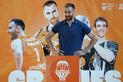 El jugador de baloncesto Víctor Claver durante el acto de despedida del Valencia Basket.