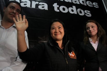 La candidata presidencial Keiko Fujimori durante una reunión con jóvenes celebrada el lunes pasado