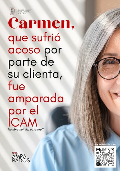 Cartel de la campaña para promocionar el amparo colegial a los abogados que reciban malos tratos.